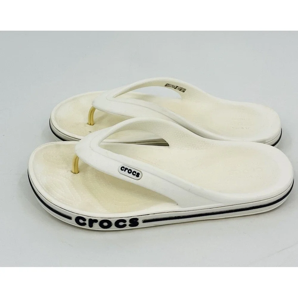 Crocs Shoes Bayaband Flip Flops White Lightweight Sport Sandals Mens 7 Womens 9